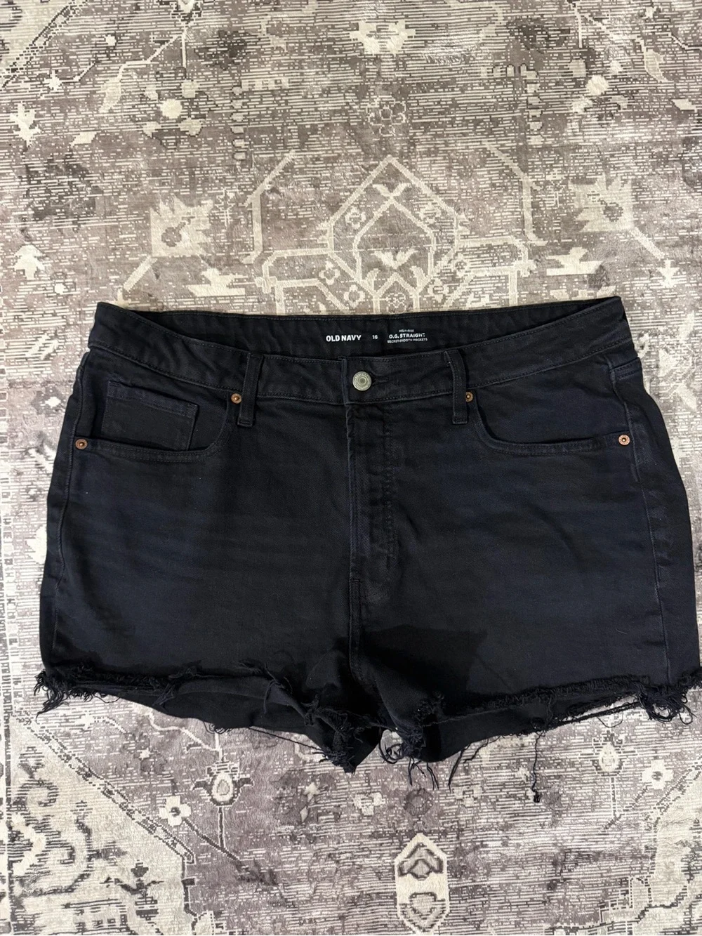 Old Navy Black Frayed Hem Denim Shorts